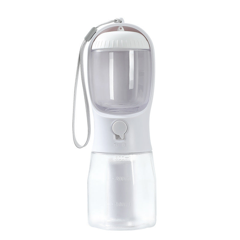 Dog Water Cup Drinking Food Garbage Bag Three-in-one Portable Pet Cups 300ml Garbage Bag Milky White