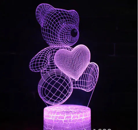 3D Lamp Acrylic USB LED Night Lights Neon Sign Lamp White1 16 colors remote
