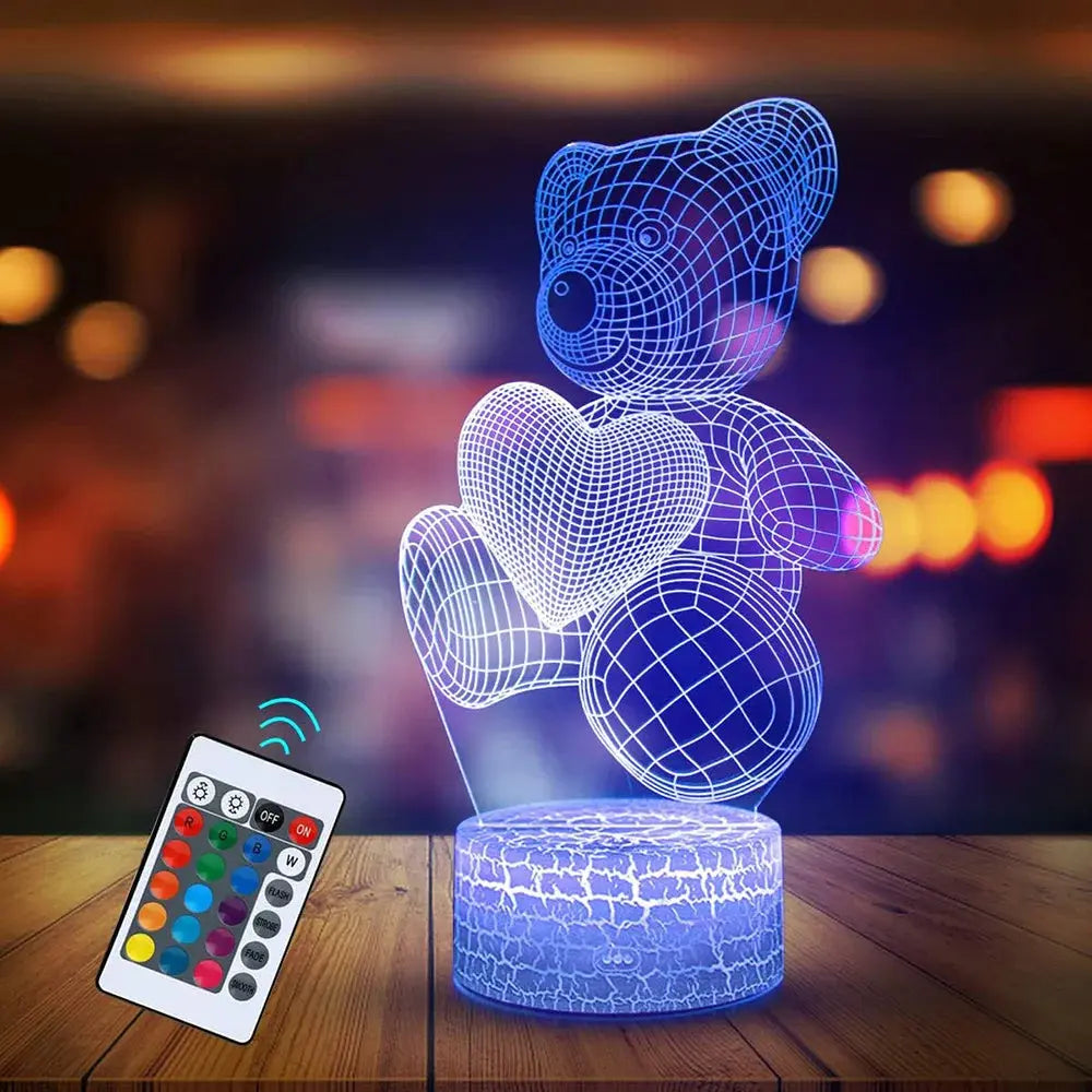 3D Lamp Acrylic USB LED Night Lights Neon Sign Lamp Crack1 16 colors remote