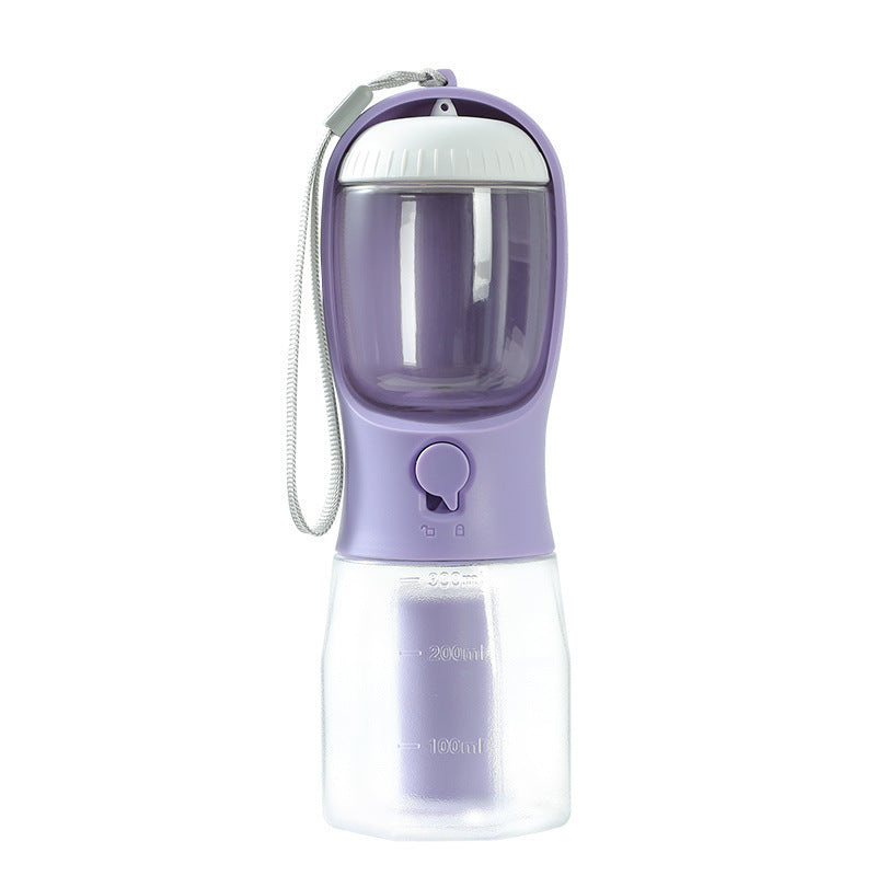 Dog Water Cup Drinking Food Garbage Bag Three-in-one Portable Pet Cups 300ml Garbage Bag Wisteria Purple