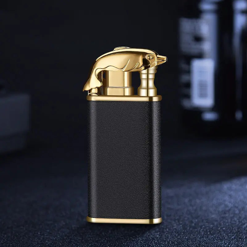 Creative Blue Flame Lighter Dolphin Dragon Tiger Black Scrub Dolphin bk872 1PCS