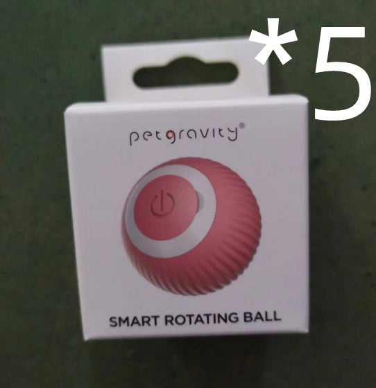 Cat Gravity Intelligent Rolling Ball Tease Toy Pet Automatic Rotating Ball 5pcs Pink English packaging USB