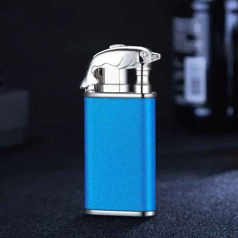 Creative Blue Flame Lighter Dolphin Dragon Tiger Blue Scrub Dolphin bk872 1PCS
