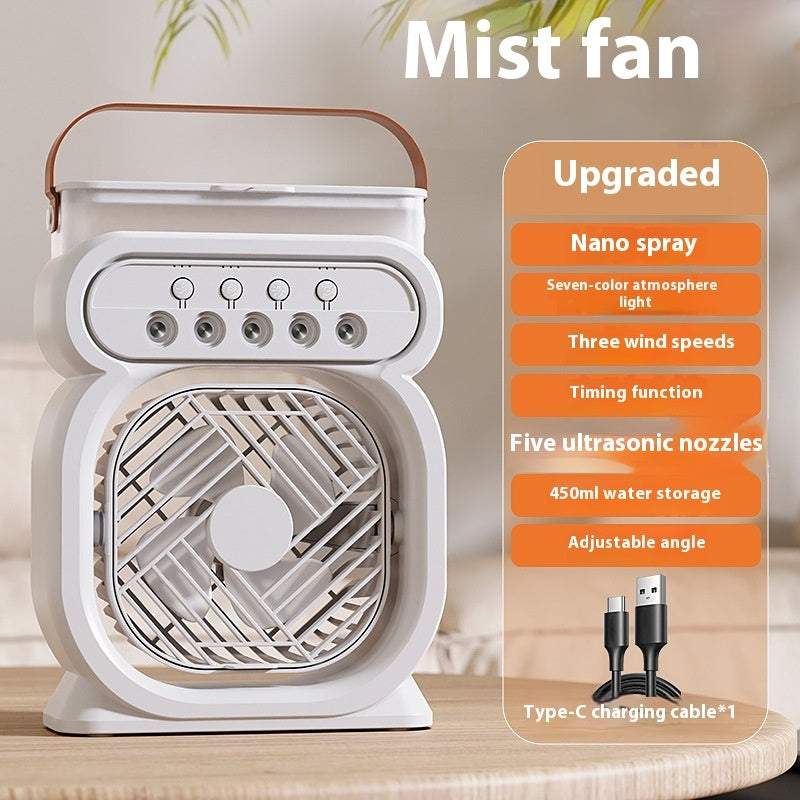 3 In 1 Portable Air Conditioner Evaporative Air Cooler LED Night Lights 3 Speeds Humidifier Fan For Home Office White