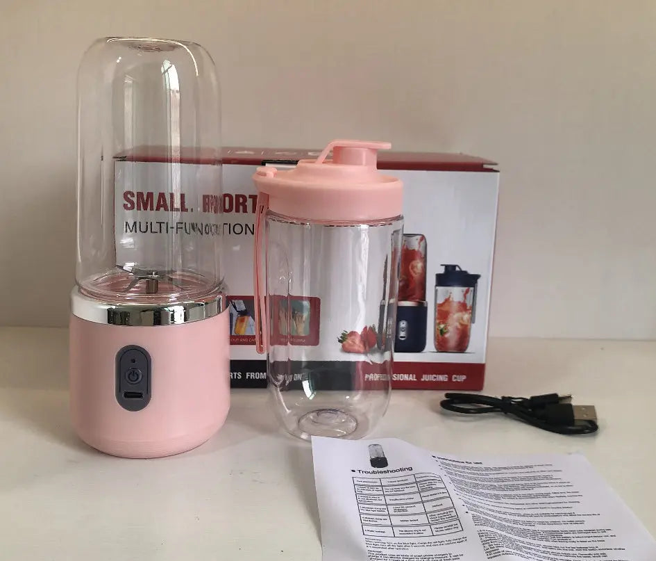 6 blade Portable Blender Mini Juicer Smoothie USB Charging Fruit Squeezer Blender Pink Six Knives and Double Cups
