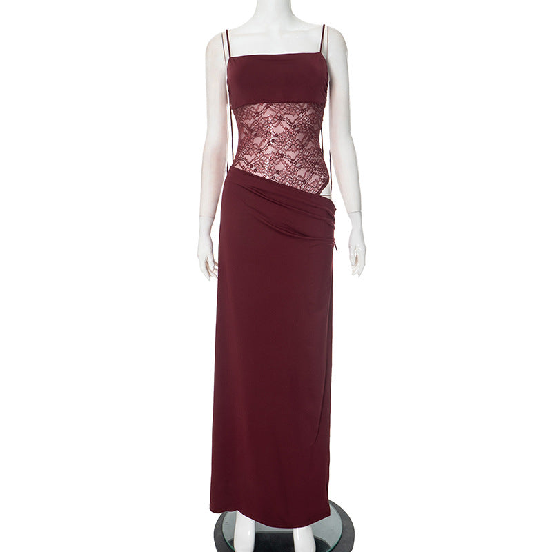 Y2K Lace Suspender Dress Fashion Sexy Lace Long Dresses For Women