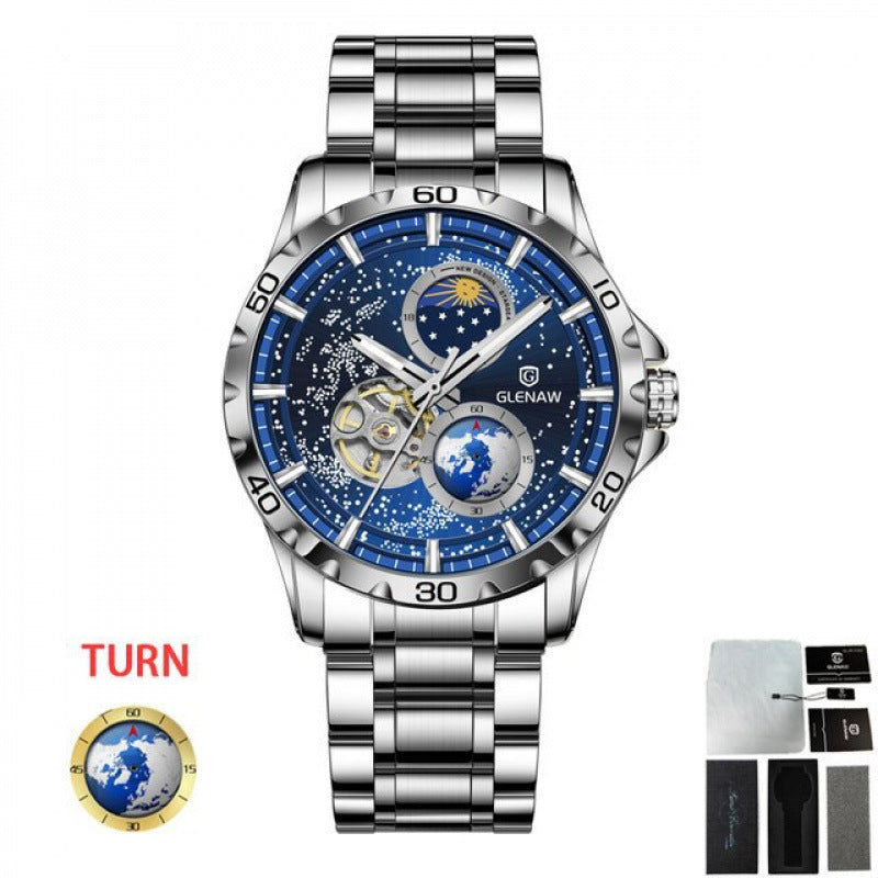 Men's Simple Stainless Steel Quartz Watch S Silver Blue