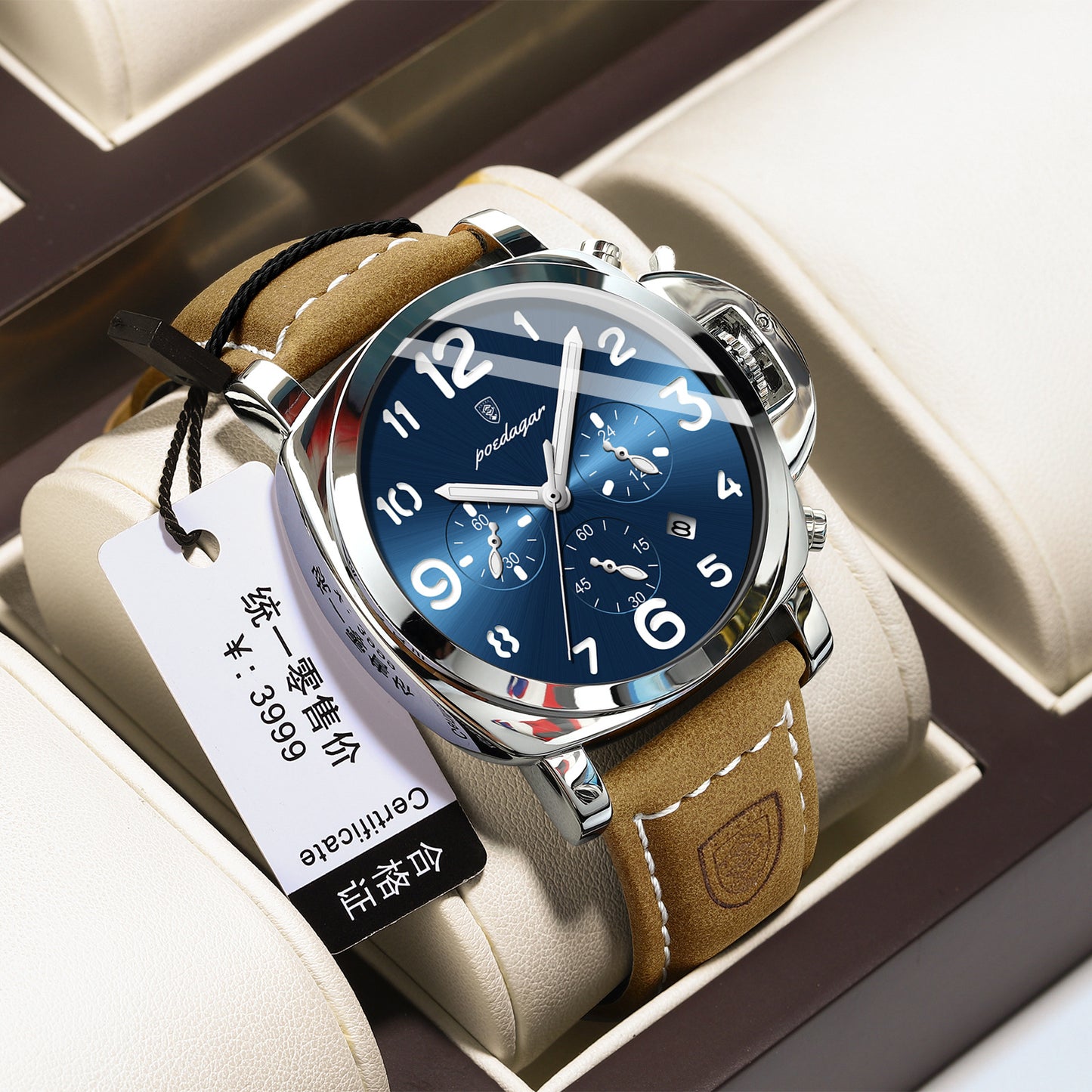 Men's Watch Fashion Sports Watch 859 Silver Case Blue Noodle