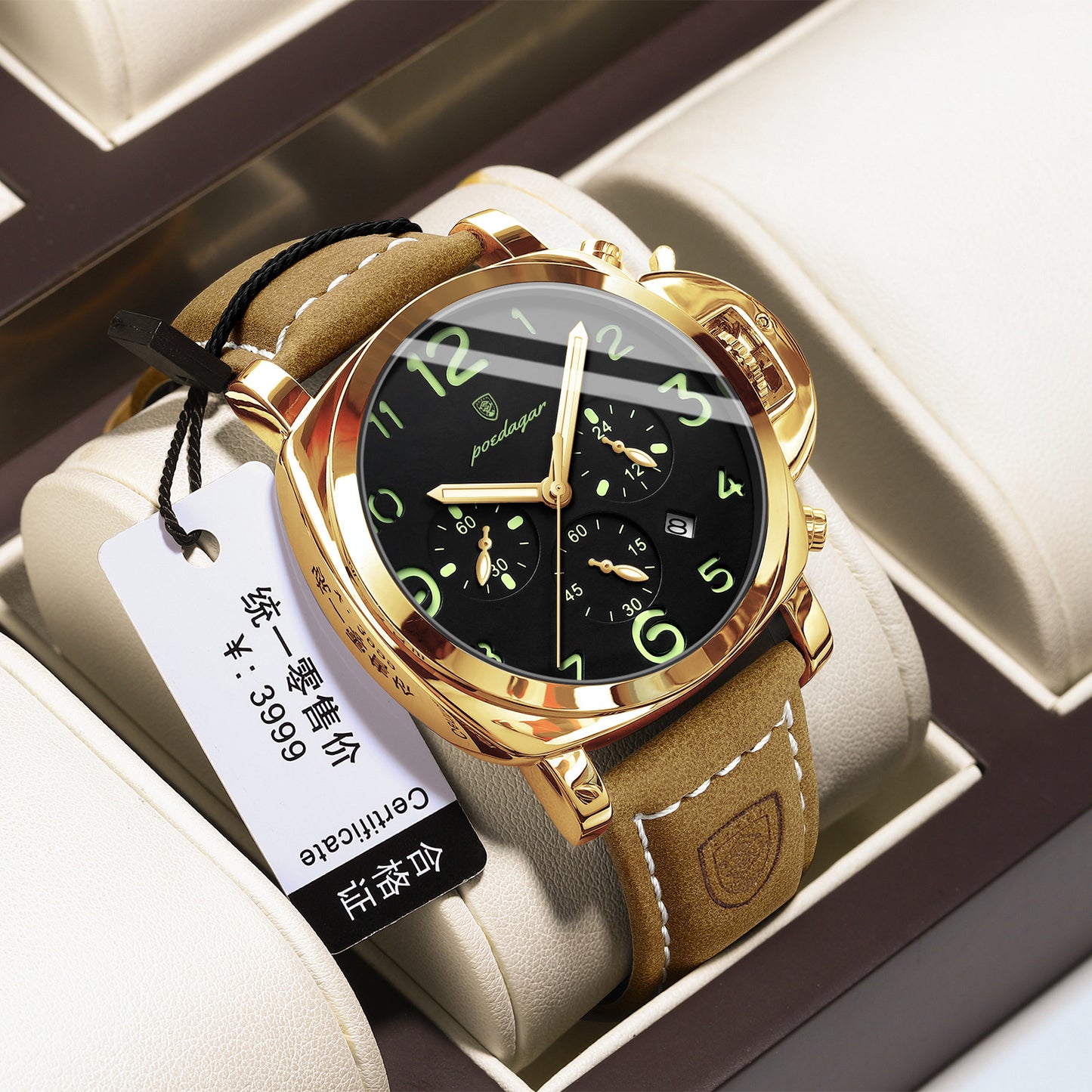 Men's Watch Fashion Sports Watch 859 Gold Shell Black Noodle