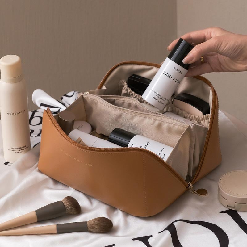 Travel Cosmetic Bag Large Capacity Women Bag Brown