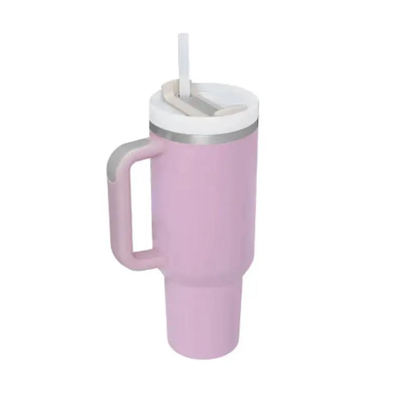 40 Oz Tumbler With Handle Straw Insulated Light Purple 1200ML 1PC