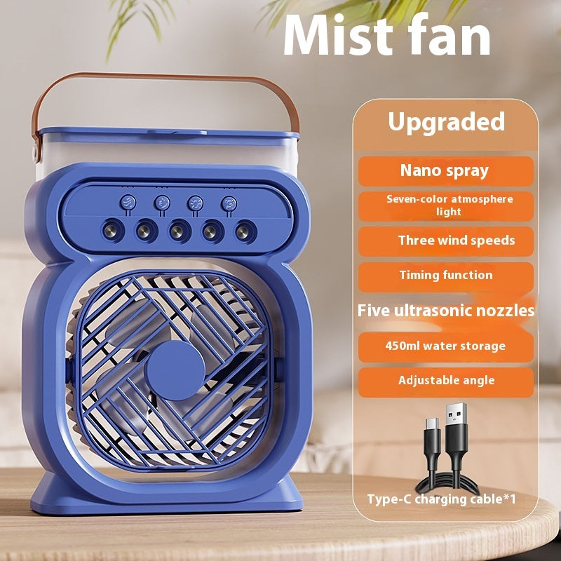 3 In 1 Portable Air Conditioner Evaporative Air Cooler LED Night Lights 3 Speeds Humidifier Fan For Home Office Blue