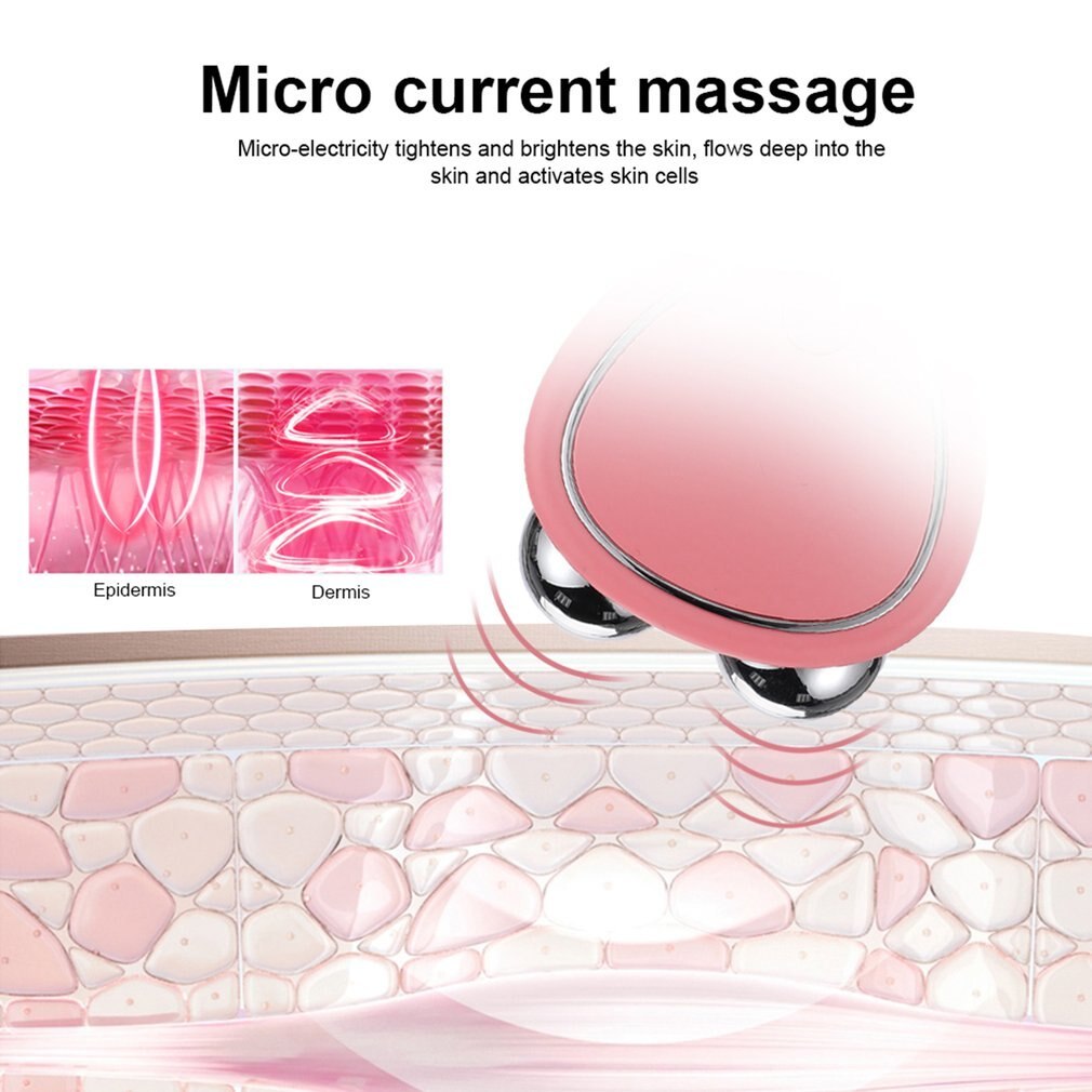 Portable Facial Micro-current Beauty Instrument Double Roller Massager