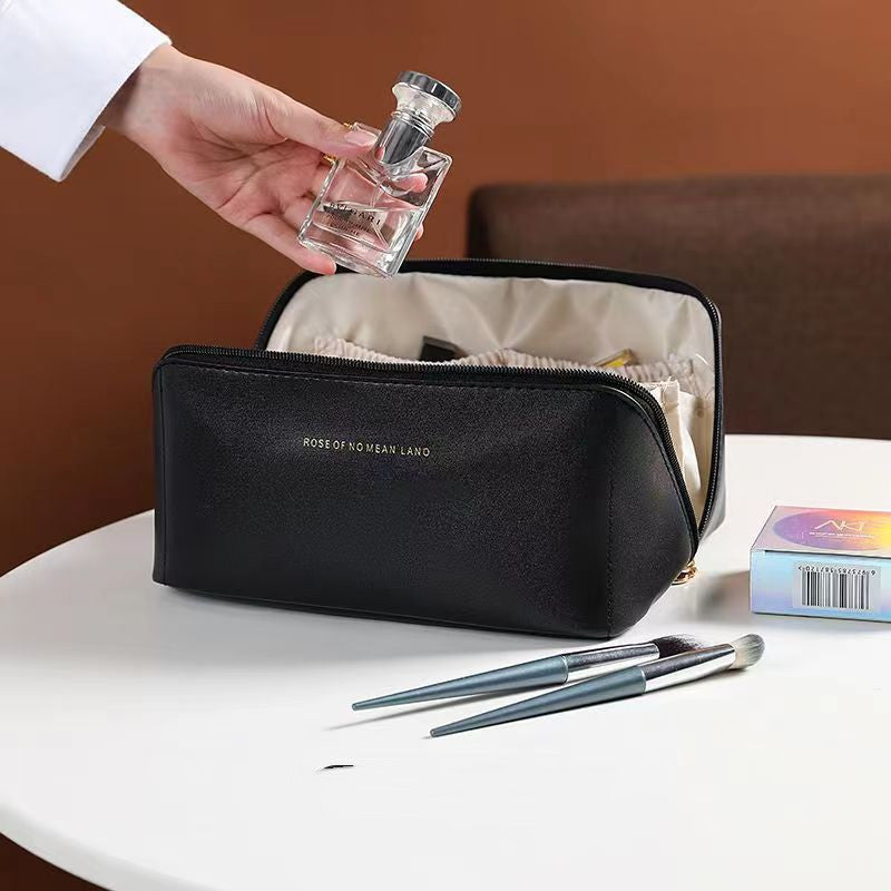 Travel Cosmetic Bag Large Capacity Women Bag Frosted black