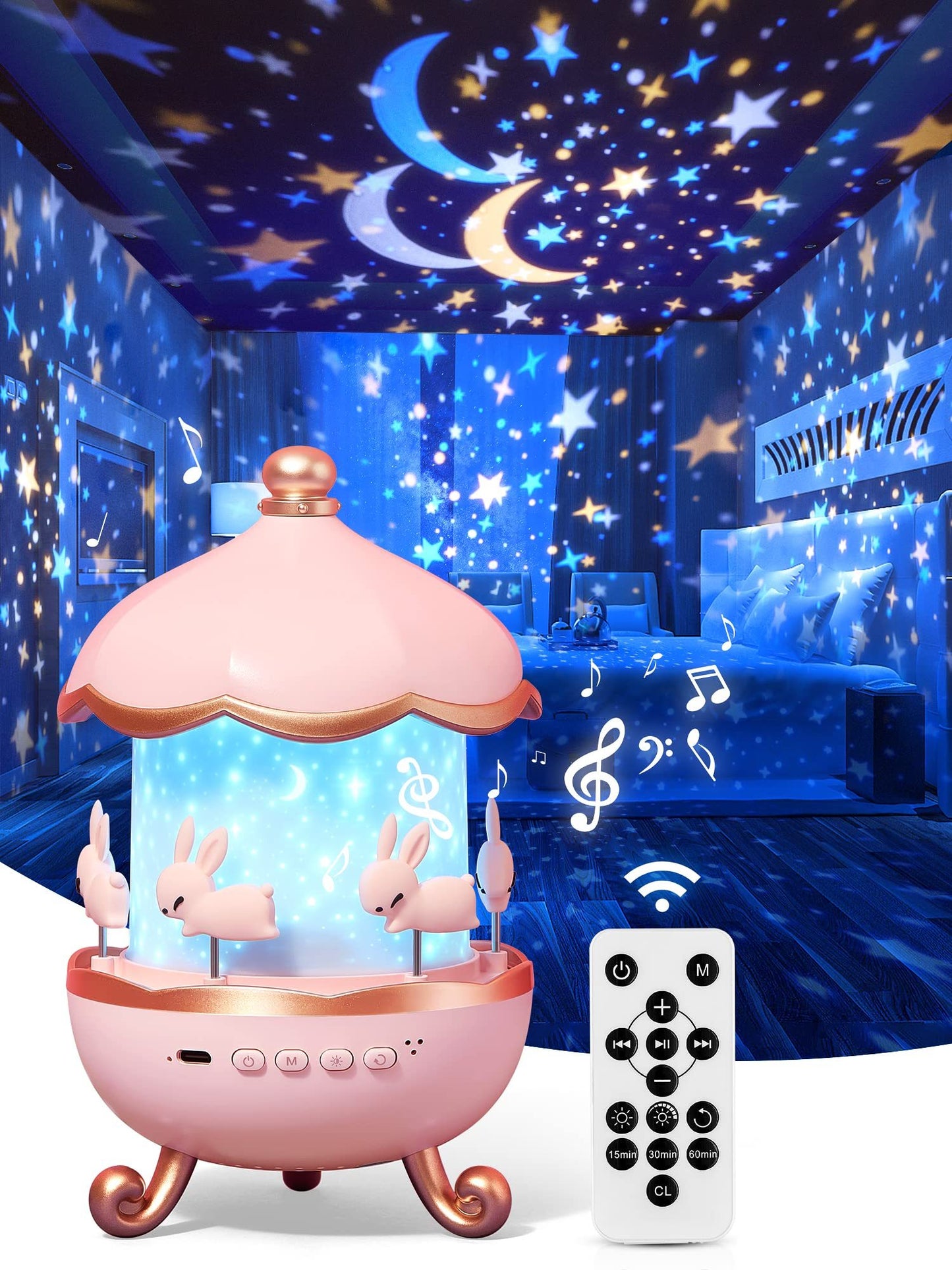 Night Light Projector Kids Nursery Children Room Rechargeable Led Night Lamp