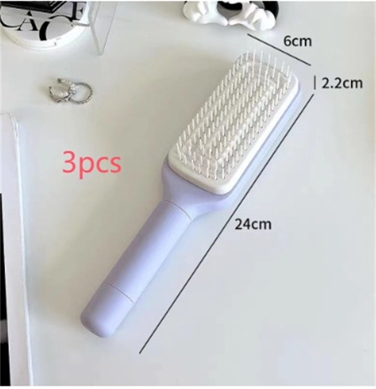 4 In 1 Self Cleaning Hair Brush Roland Purple 3pcs
