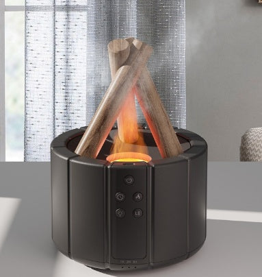 Simulated Flame Aromatherapy Machine Home Office Desktop Humidifier Black