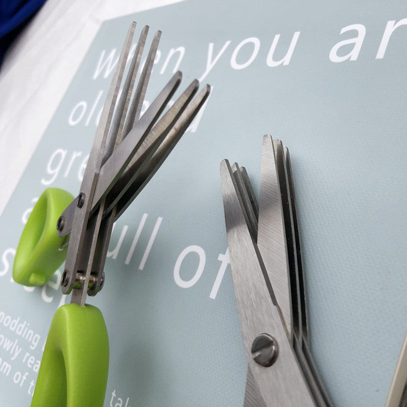Multifunctional Multi-layer Green Onion Scissors Stainless Steel Onion Cutting Knife Kitchen Gadgets