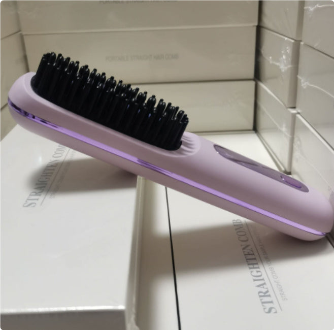 Straight Hair Comb Wireless Hair Straightener Brush Hair Fast Heating Portable Hot Curler USB Charging
