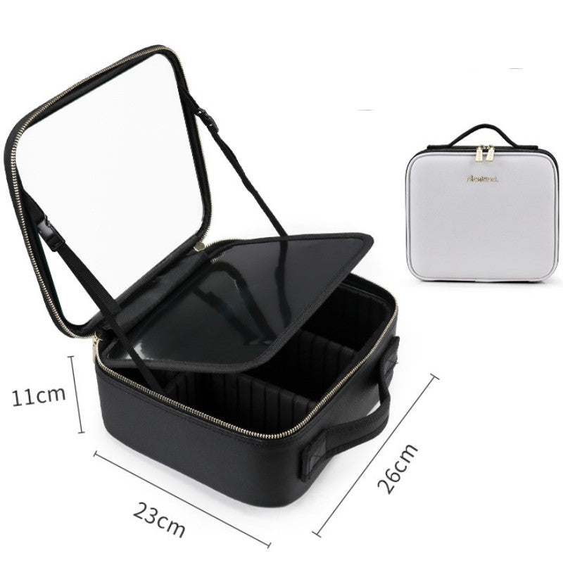 Smart LED Cosmetic Case With Mirror Cosmetic Bag Travel Makeup Bags White 12inches No LED