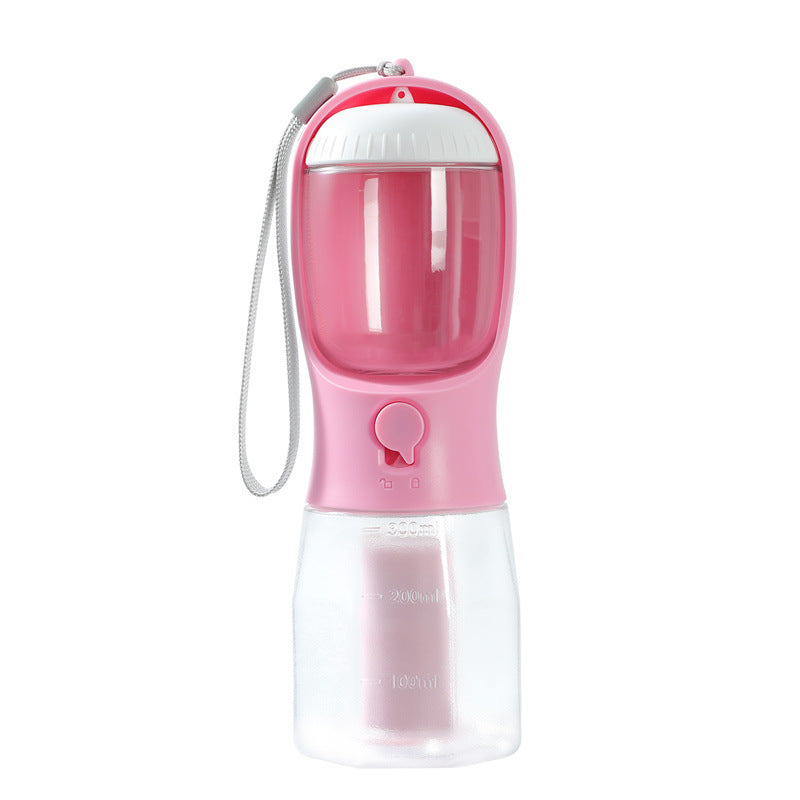 Dog Water Cup Drinking Food Garbage Bag Three-in-one Portable Pet Cups 300ml Garbage Bag Cherry Blossom Pink