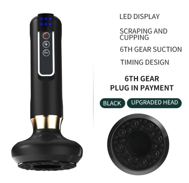 Electric Vacuum Cupping Massager For Body Massage Body Cups Black 6speed charging USB
