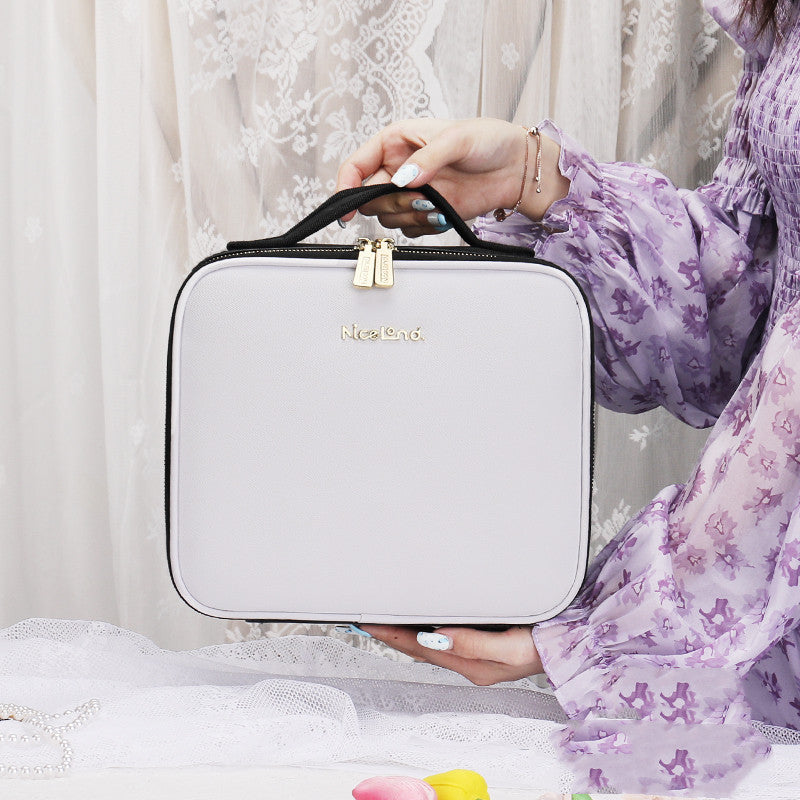 Smart LED Cosmetic Case With Mirror Cosmetic Bag Travel Makeup Bags White 12inches USB