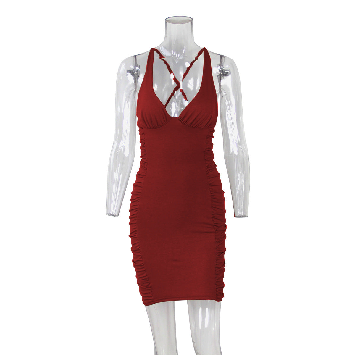 Sexy Deep V-neck Backless Suspender Dress INS Fashion Slim Summer Women's Clothing