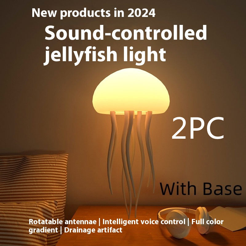 Jellyfish Mood Lamp LED Jellyfish Night Light Portable Jellyfish Lamp Jellyfish Decorations Hanging With Base 2PCS