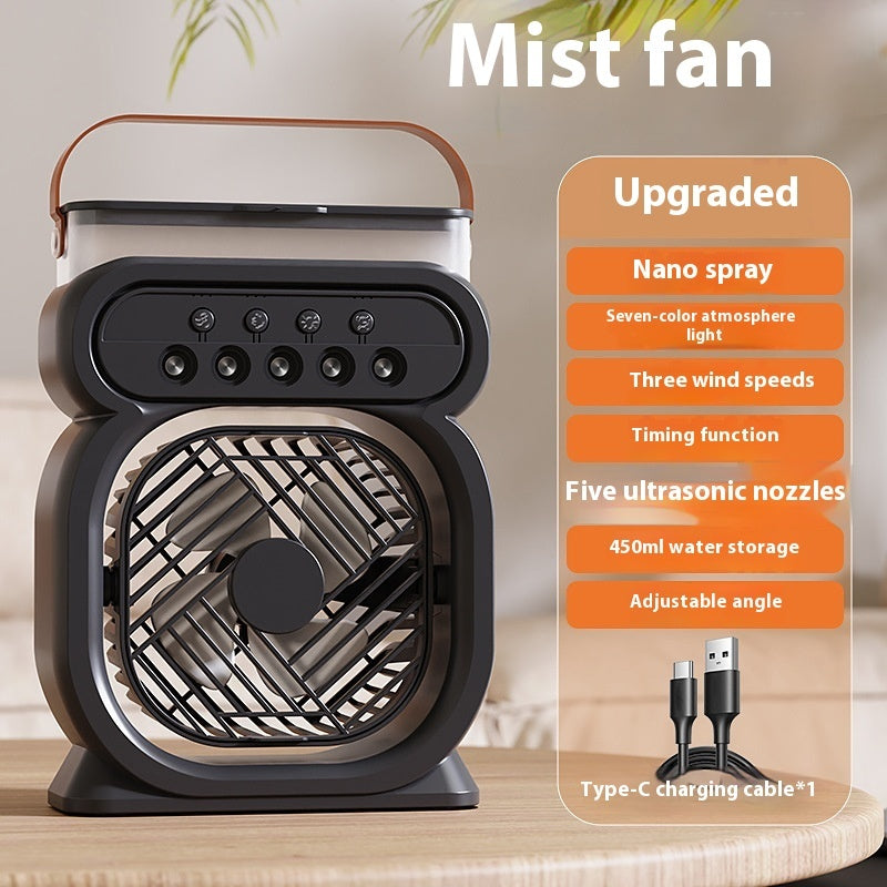3 In 1 Portable Air Conditioner Evaporative Air Cooler LED Night Lights 3 Speeds Humidifier Fan For Home Office Black