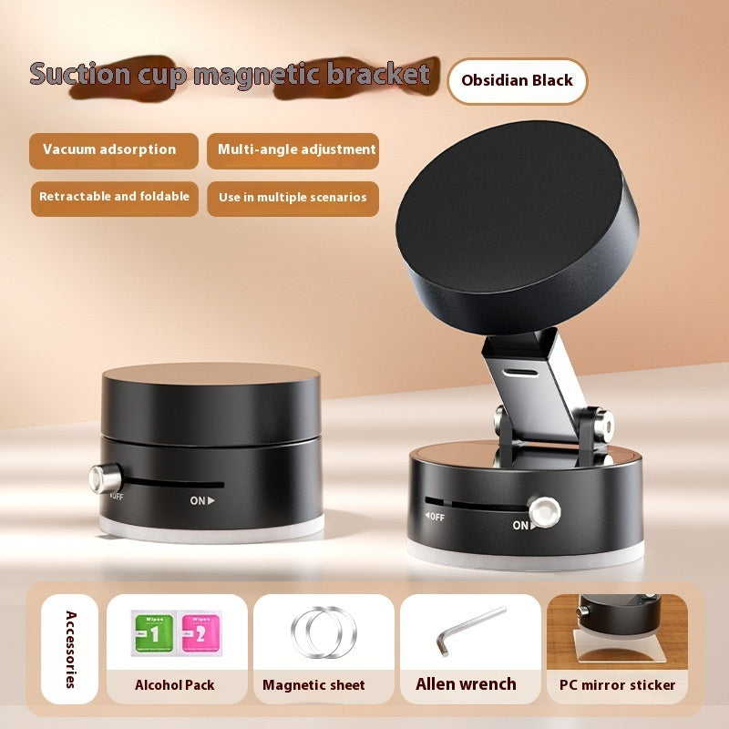 Foldable Magnetic Vacuum Car Phone Holder Foldable For Smart Phone Obsidian Black