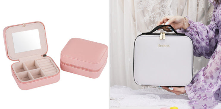 Smart LED Cosmetic Case With Mirror Cosmetic Bag Travel Makeup Bags Set2 12inches USB