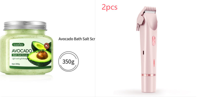 2 In 1 Hair Remover Women's Double Head Shaver Private Pubic Electric Razor Pink set USB