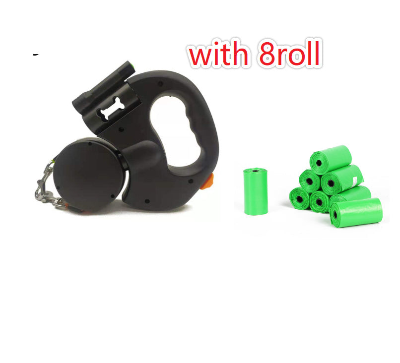 Retractable Dual Leash For Dogs Dog Walking Leash With Lights Black Set