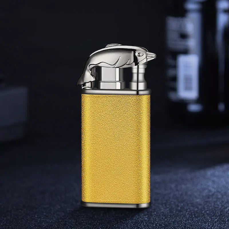 Creative Blue Flame Lighter Dolphin Dragon Tiger Gold Scrub Dolphin bk872 1PCS