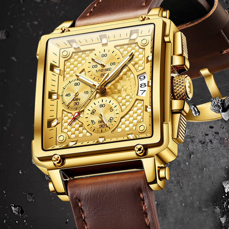 Olevs Multifunctional Quartz Watch Casual Watch Brown gold