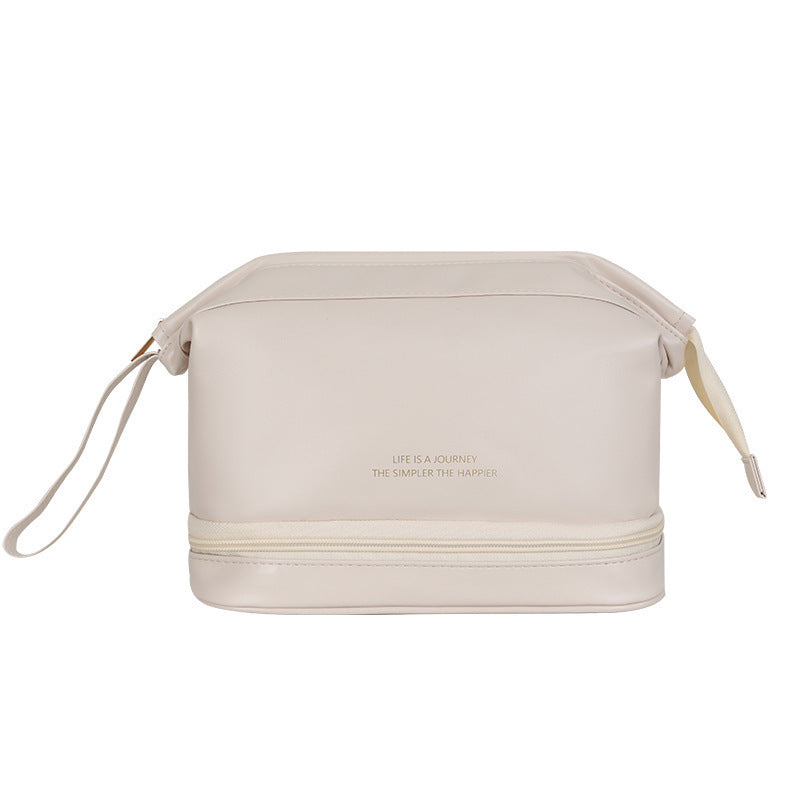 Travel Cosmetic Bag Large Capacity Women Bag Double layer white