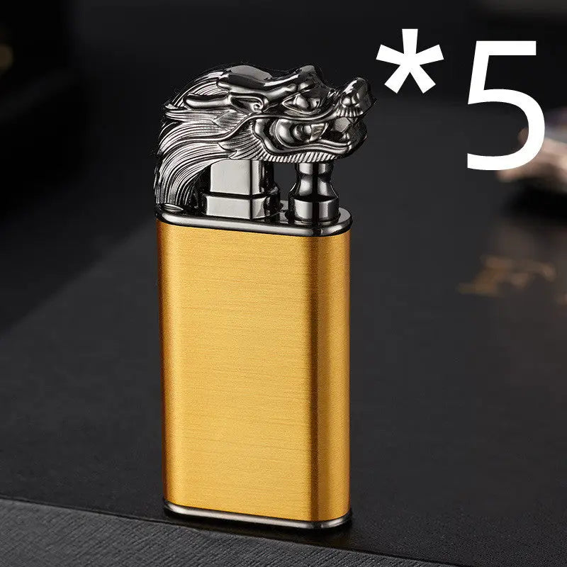 Creative Blue Flame Lighter Dolphin Dragon Tiger Gold faucet 5PCS