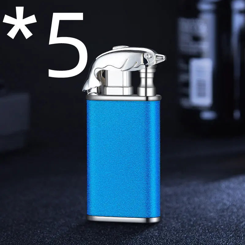 Creative Blue Flame Lighter Dolphin Dragon Tiger Blue Scrub Dolphin bk872 5PCS