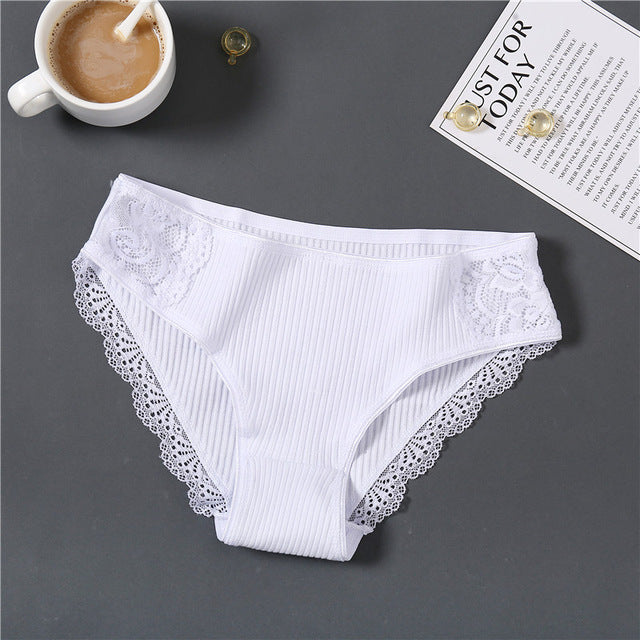 Pure Color Comfortable Plus Size Ladies Soft Underwear White2