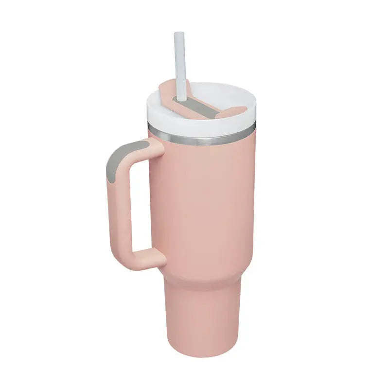 40 Oz Tumbler With Handle Straw Insulated Light powder 1200ML 1PC