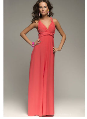 Women's Sexy Long Party Dress Club Floor-Length Summer Backless Bandage Maxi Dress Watermelon Red