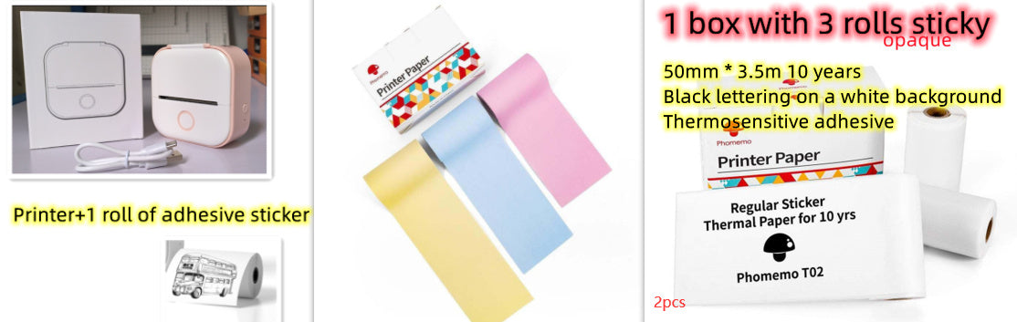 Portable Mini Thermal Label Printer Home Photo Printer Bluetooth-compatible Mini Label Printer Set6 USB