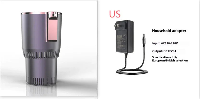 2 In 1 Car Heating Cooling Smart Car Cup Holder Digital Temperature Display Drink Cup Warmer Cooler Mini Car Refrigerator Dark Purple US