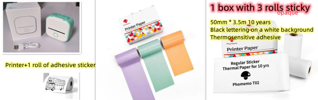 Portable Mini Thermal Label Printer Home Photo Printer Bluetooth-compatible Mini Label Printer Green setE USB