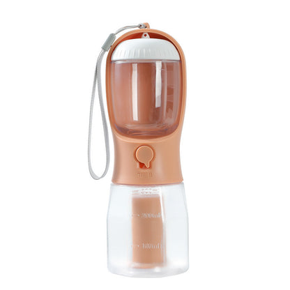 Dog Water Cup Drinking Food Garbage Bag Three-in-one Portable Pet Cups 300ml Garbage Bag Orange Pink