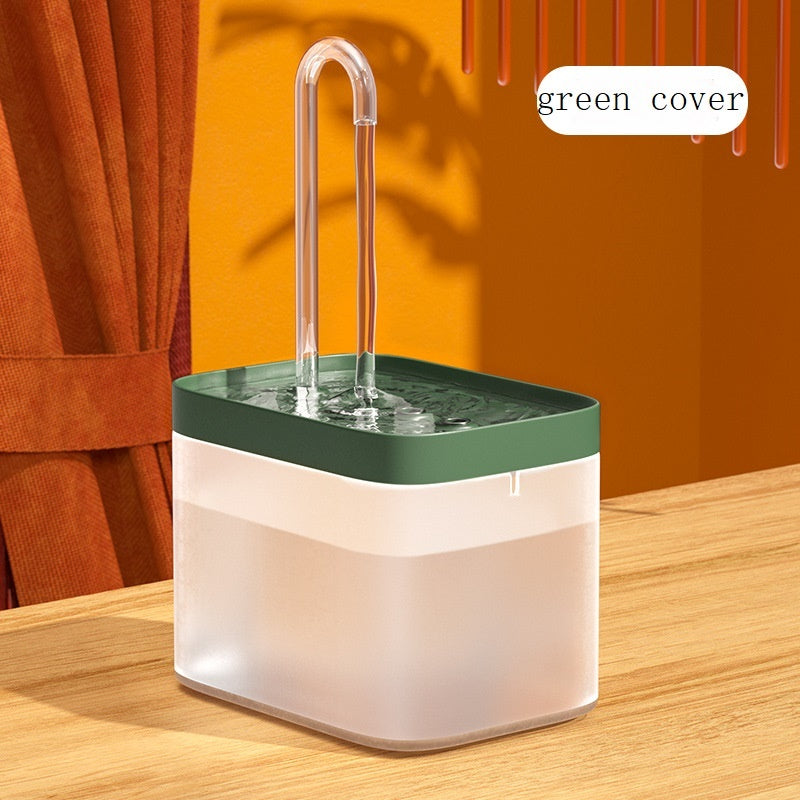 Automatic Cat Water Fountain Auto Filter USB Electricl 1.5LWater Dispenser Green cover