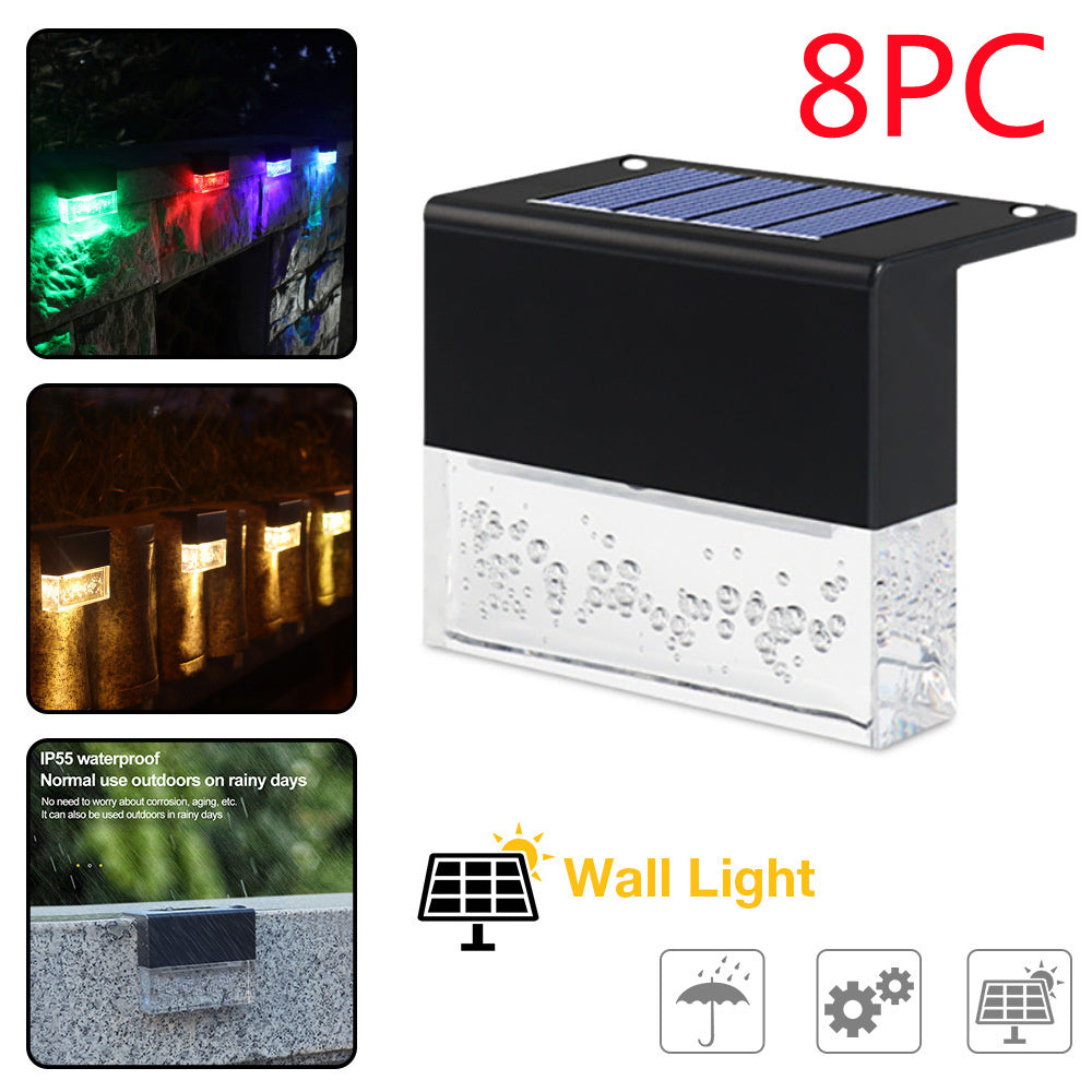 Waterproof New RGB LED Solar Light Step Fence Light Black 8PC
