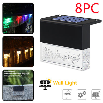 Waterproof New RGB LED Solar Light Step Fence Light Black 8PC