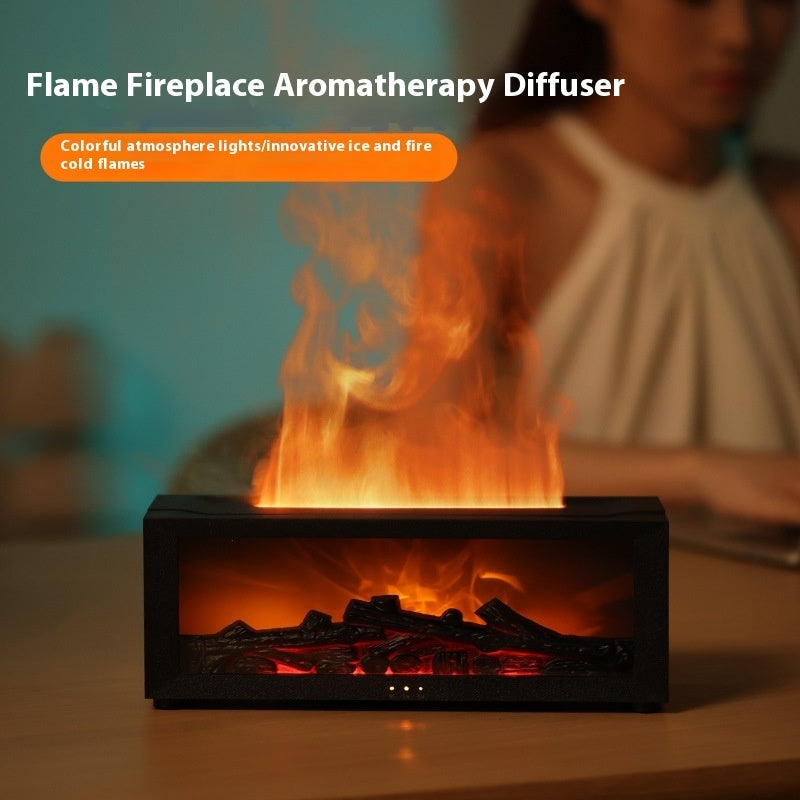 New Flame Aromatherapy Machine Colorful Essential Oil Humidifier 3D Flame Fireplace Machine